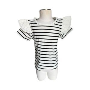 Brand New Toddler Girls Boutique Flutter Sleeve Detail Striped Top - Sz 3T